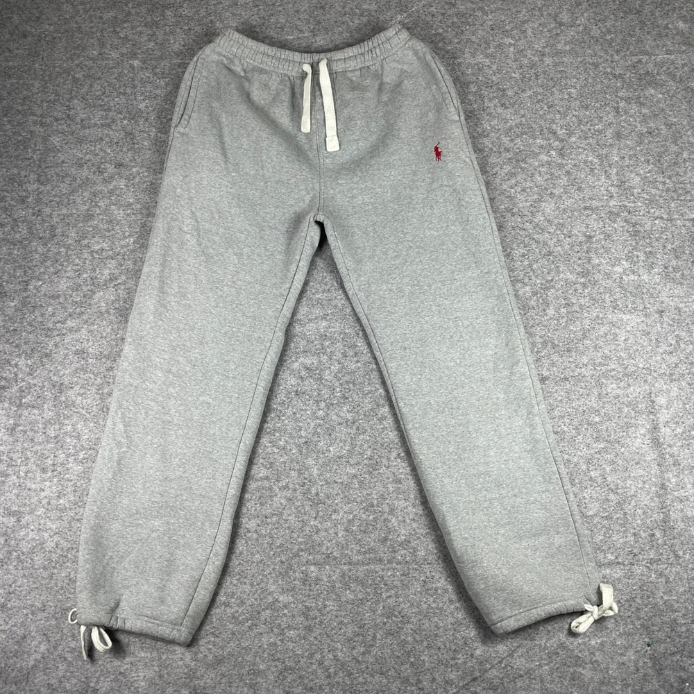 Polo Ralph Lauren Joggers Mens XL Gray Fleece Drawstring Hem Sweatpants Preppy